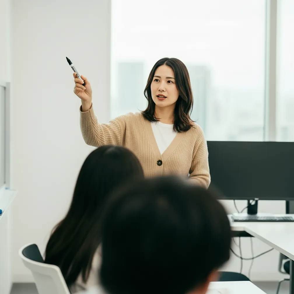 研修運営スタッフの研修プログラムの受講者フォローの様子